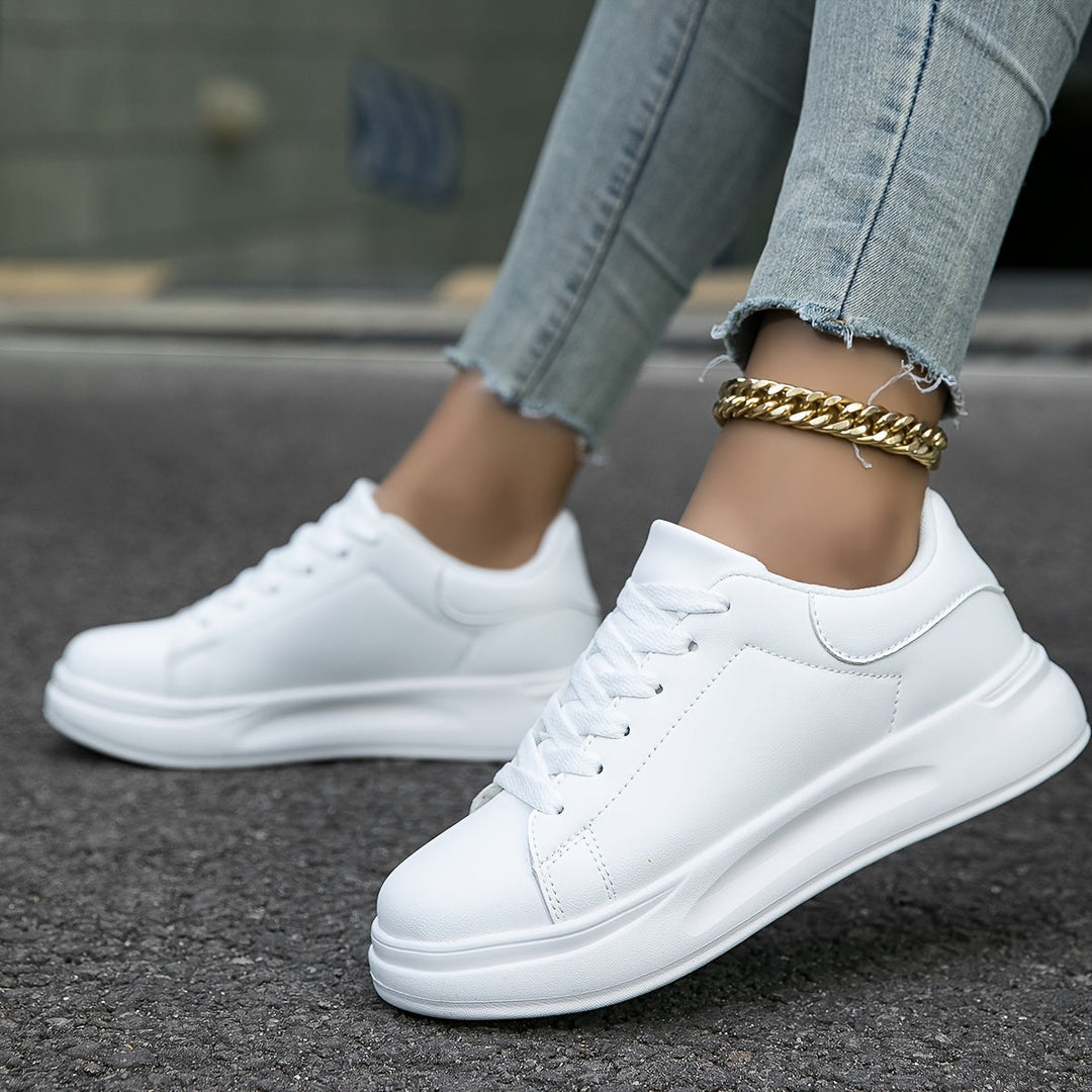 Women's Clean White Leather Sneakers