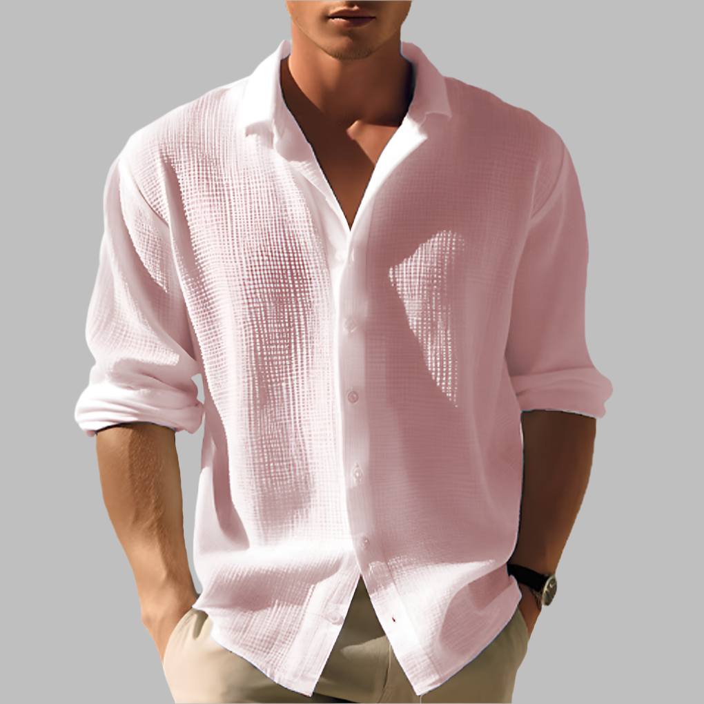 Lightweight Men’s Solid Color Cotton Linen Shirt
