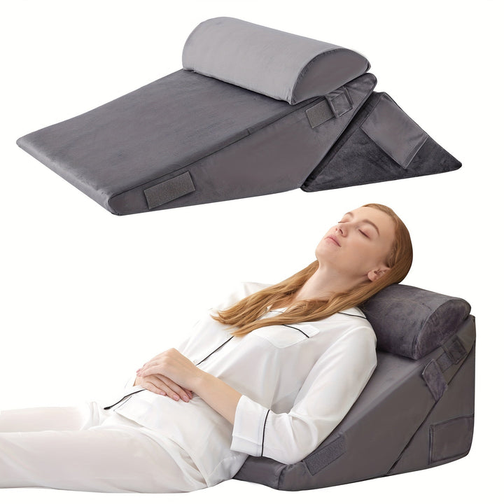 RelaxPlus Adjustable Orthopaedic Wedge Pillow - Premium 7-in-1 Memory Foam Support System