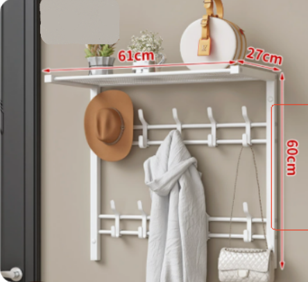 HOOKWELL – 3-in-1 Wall-Mounted Organiser with Shelf, Hooks and Clothes Rail