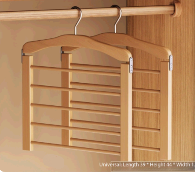 SpaceSaver - Multifunctional Wooden Hangers for Trousers and Clothing