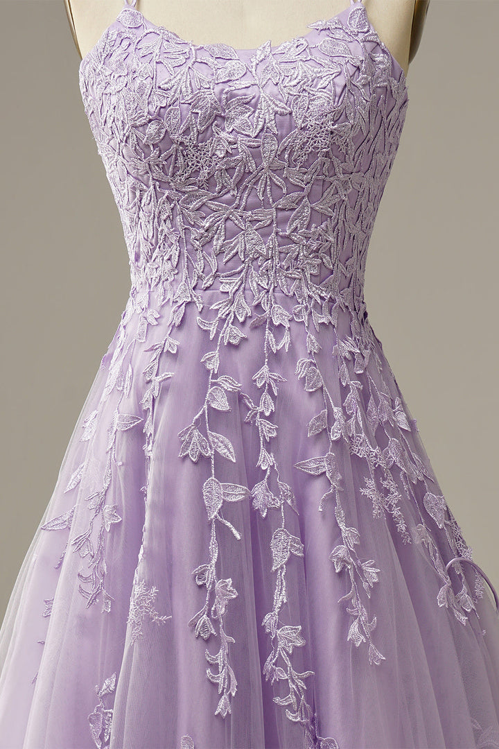 Fashionable Tulle Evening Gown with Appliqués - Victoria