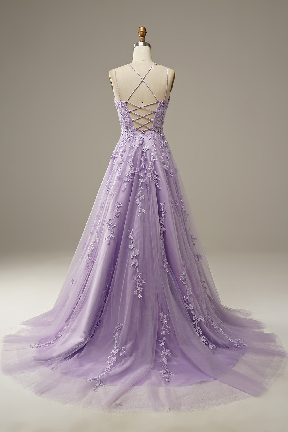 Fashionable Tulle Evening Gown with Appliqués - Victoria