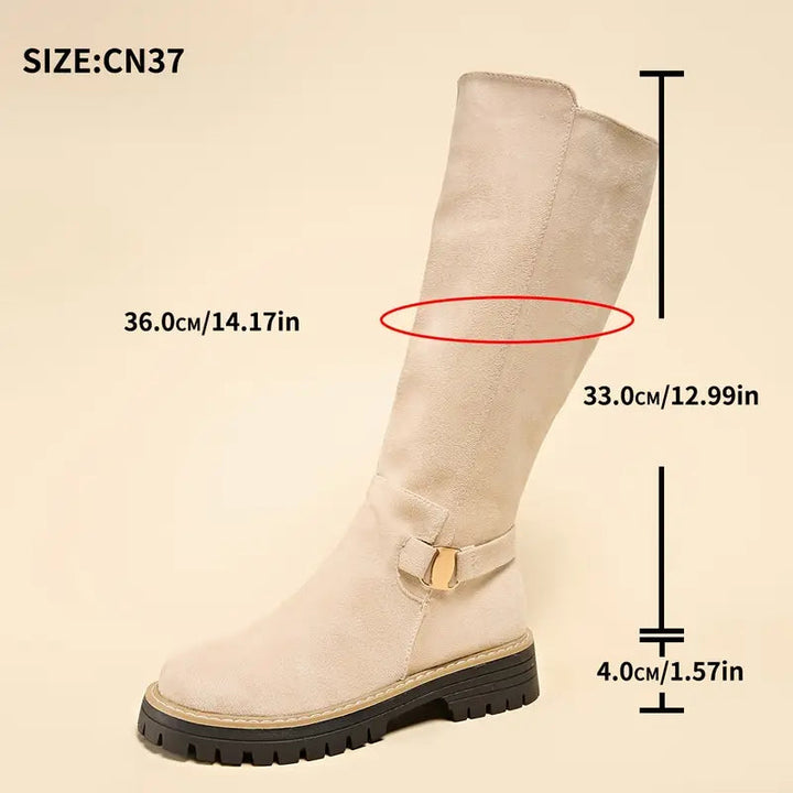High boots with a thick, non-slip sole.