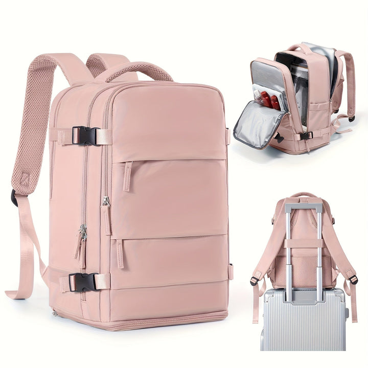 Multifunctional Travel and Day Backpack with Shoe Compartment and Waterproof Sections