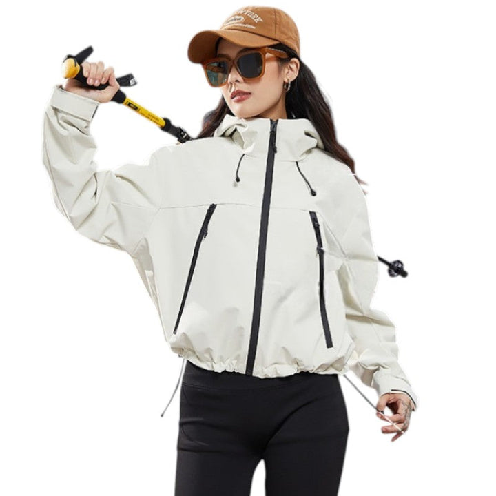 Women's Rain Jacket, Waterproof and Breathable – Short – with Adjustable Hem