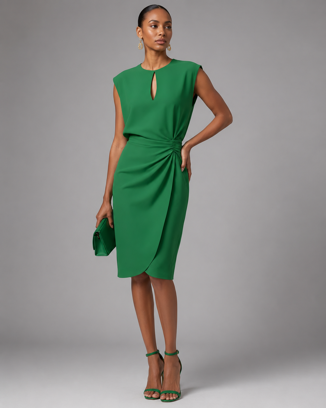 Rochelle™ | Tummy-Concealing Draped Midi Dress