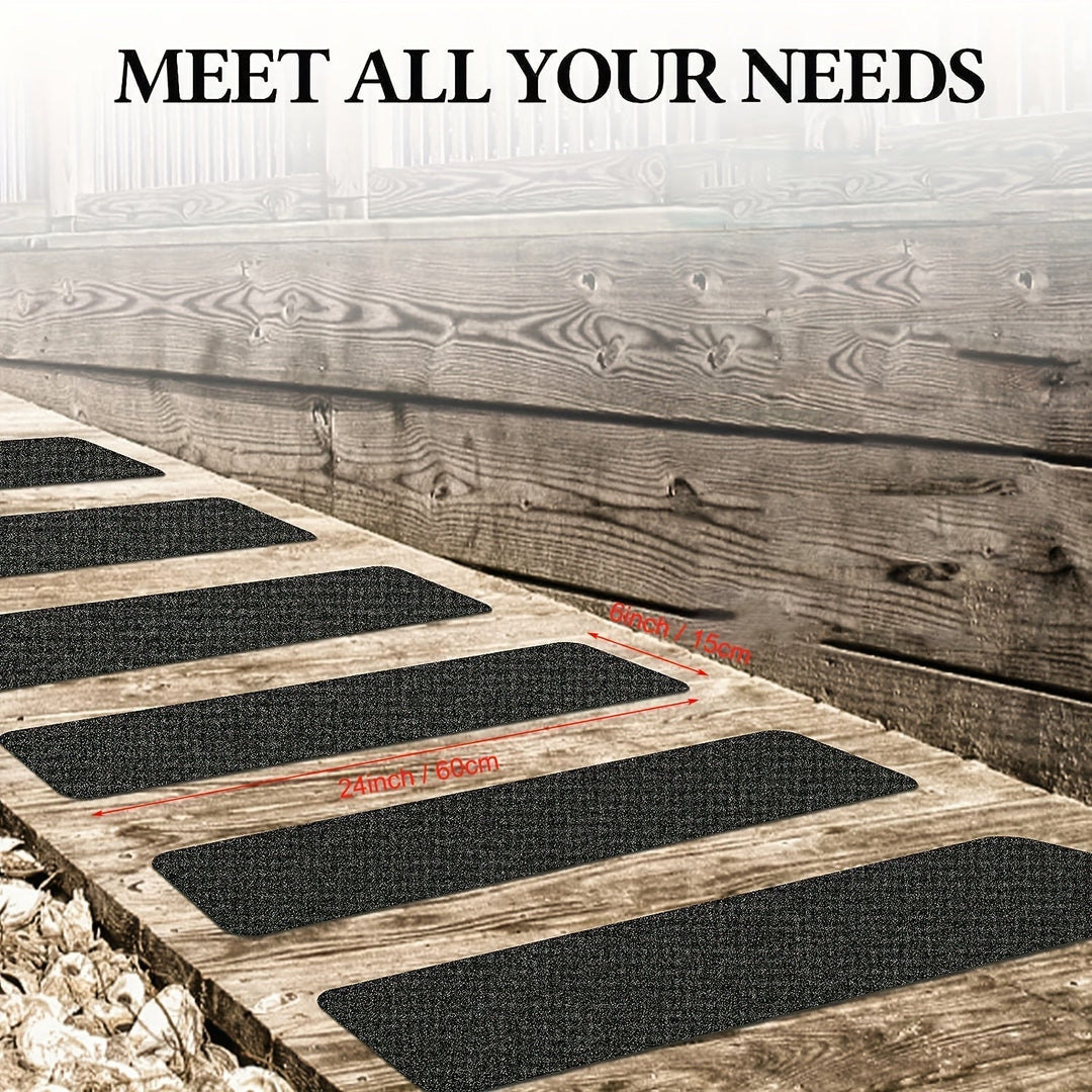 Anti-Slip Stair Treads 10-pc – 6"x24", 80-Grit, Weather-Resistant
