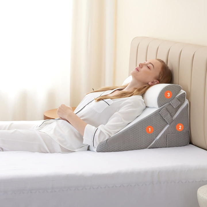 RelaxPlus Adjustable Orthopaedic Wedge Pillow - Premium 7-in-1 Memory Foam Support System