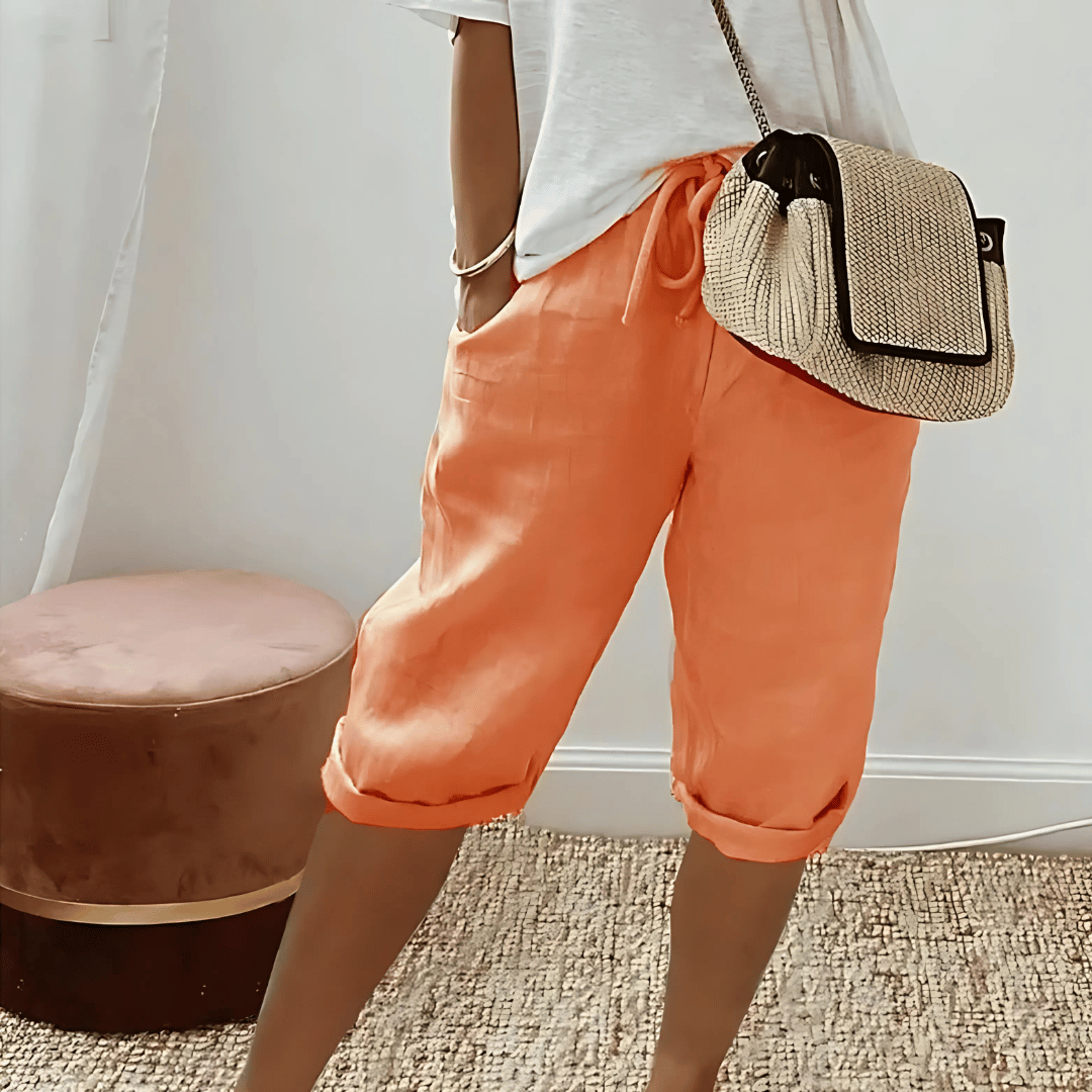 Women’s Cotton Linen Harem KneeLength Shorts