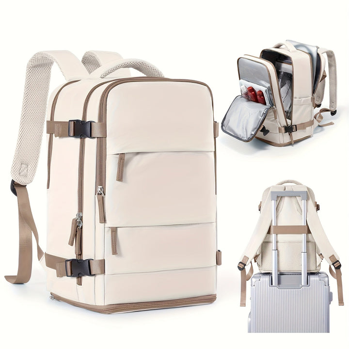 Multifunctional Travel and Day Backpack with Shoe Compartment and Waterproof Sections