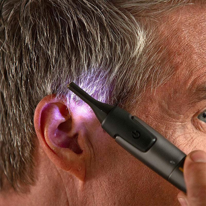 Professional Ultra-Thin Precision Trimmer | Titanium Stainless Steel Blades | Built-In LED Light | Micro-Oscillation Technology | For Nose, Ears and Contours