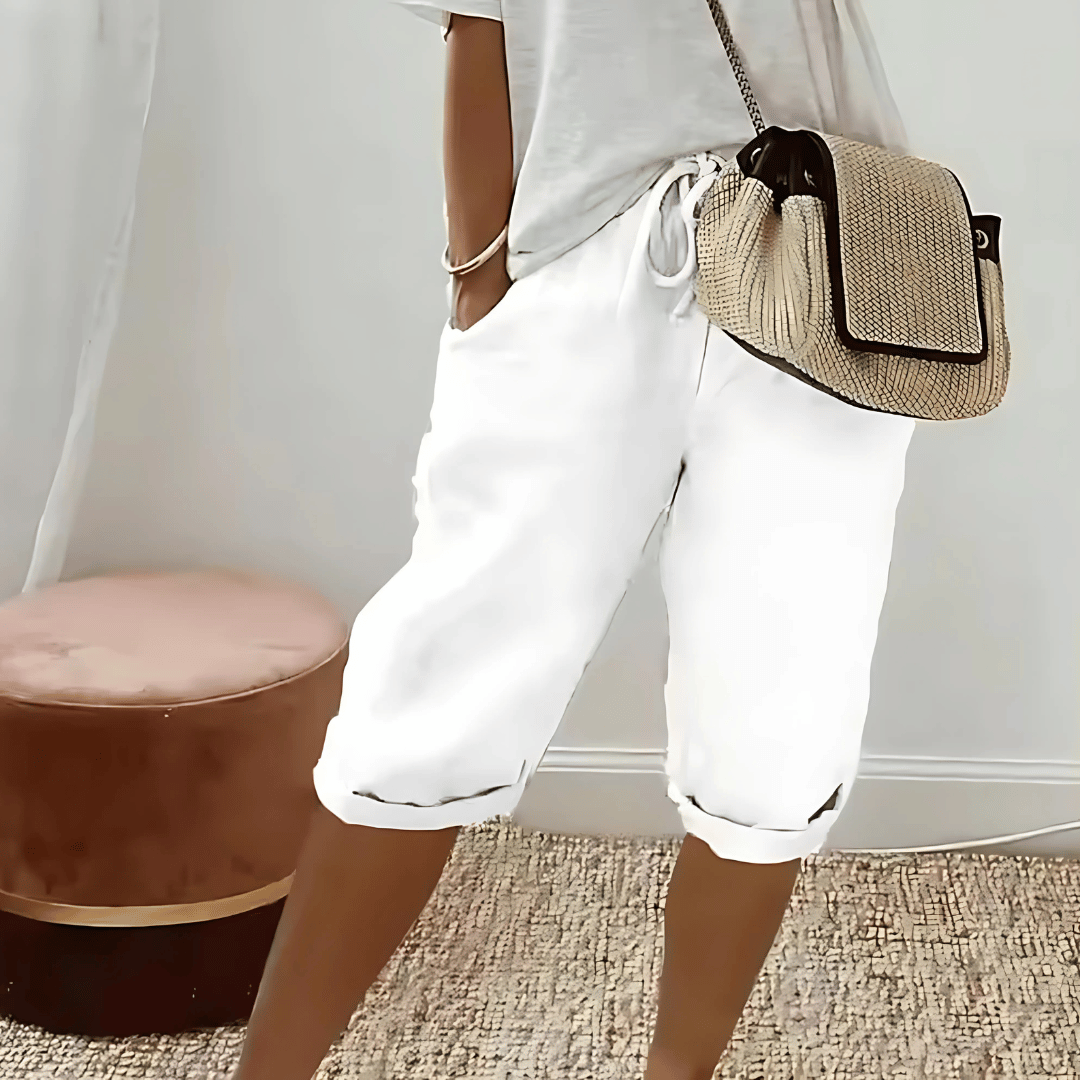 Women’s Cotton Linen Harem KneeLength Shorts