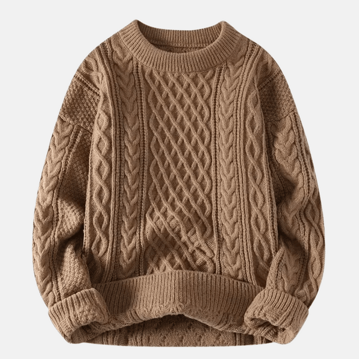 Men’s Solid Color Knitted Winter Sweater