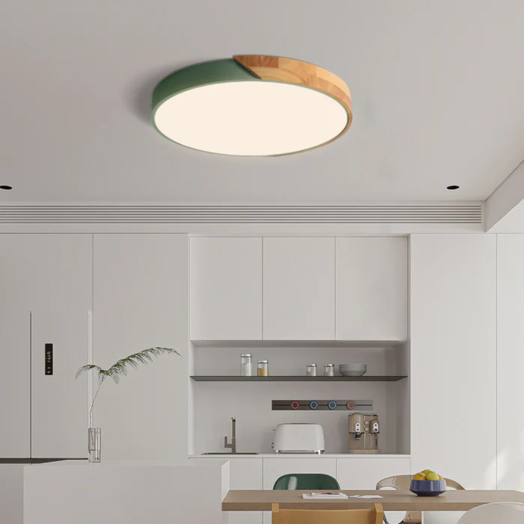 Delos Scandi Wooden Ceiling Light | Natural LED Designer Light