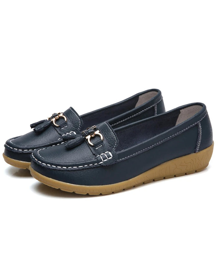 Leather Cut-Out Ballerina Flats for Women