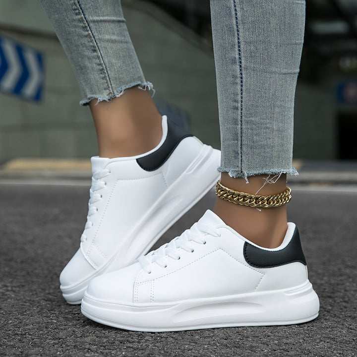 Women's Clean White Leather Sneakers