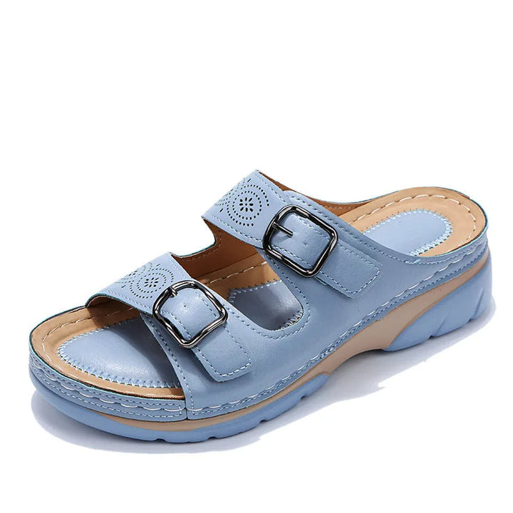 Comfortable Wedge Sandals with Double Buckle