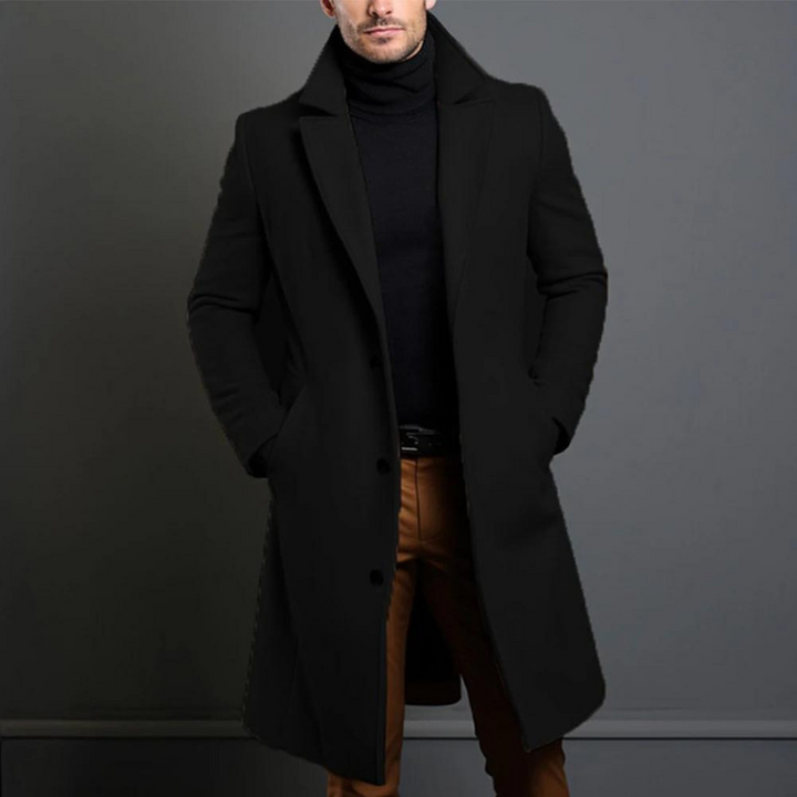 Men's wool overcoat – tailored long winter coat for work and city wear