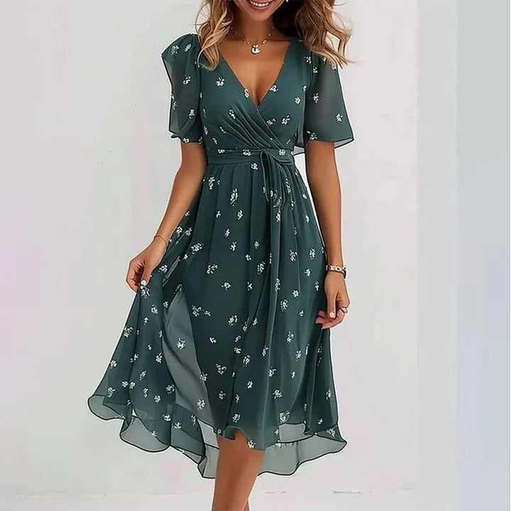Flowy Floral Summer Dress (Knee-Length)