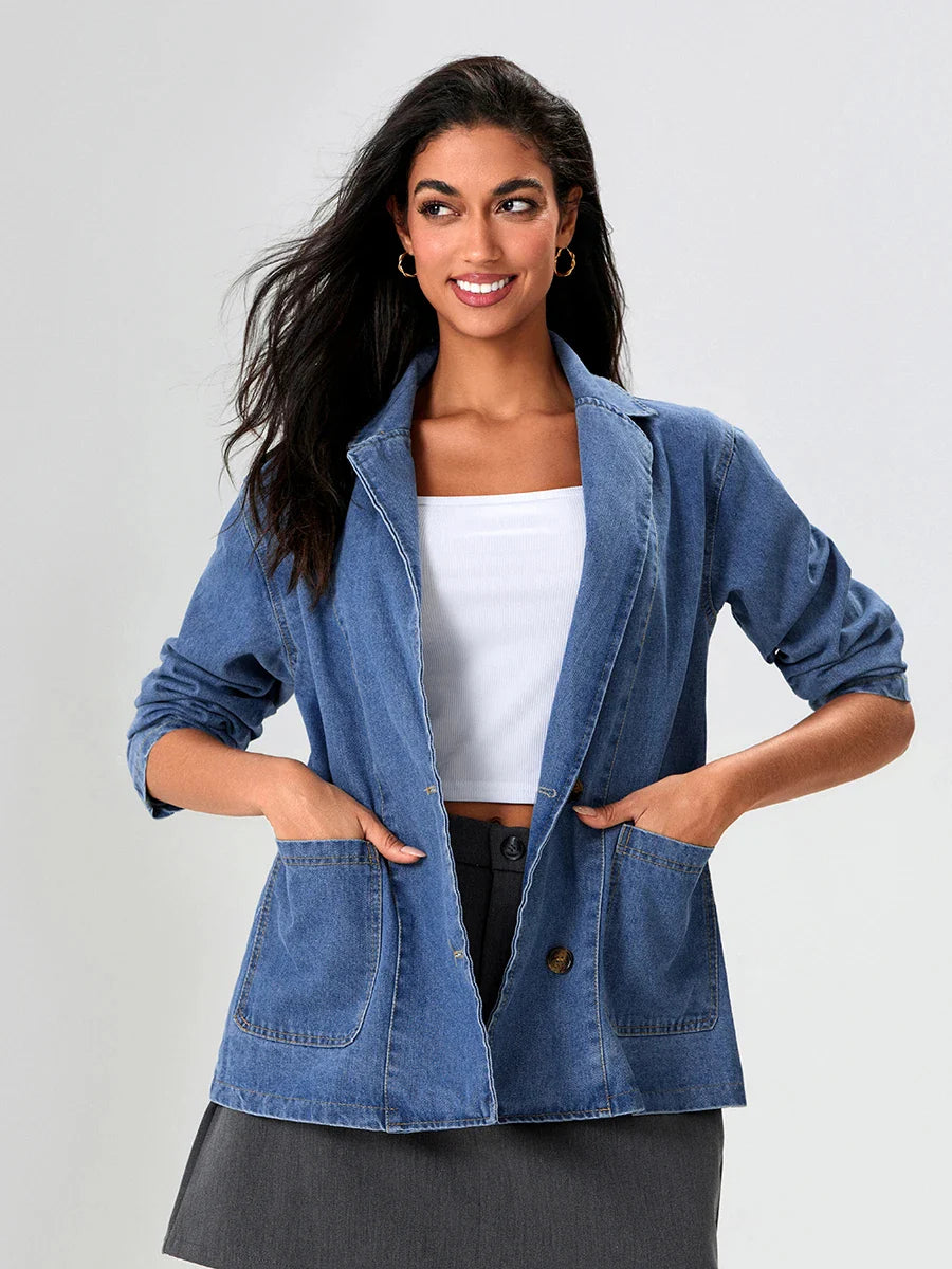UrbanEdge – Denim Blazer with Classic Fit