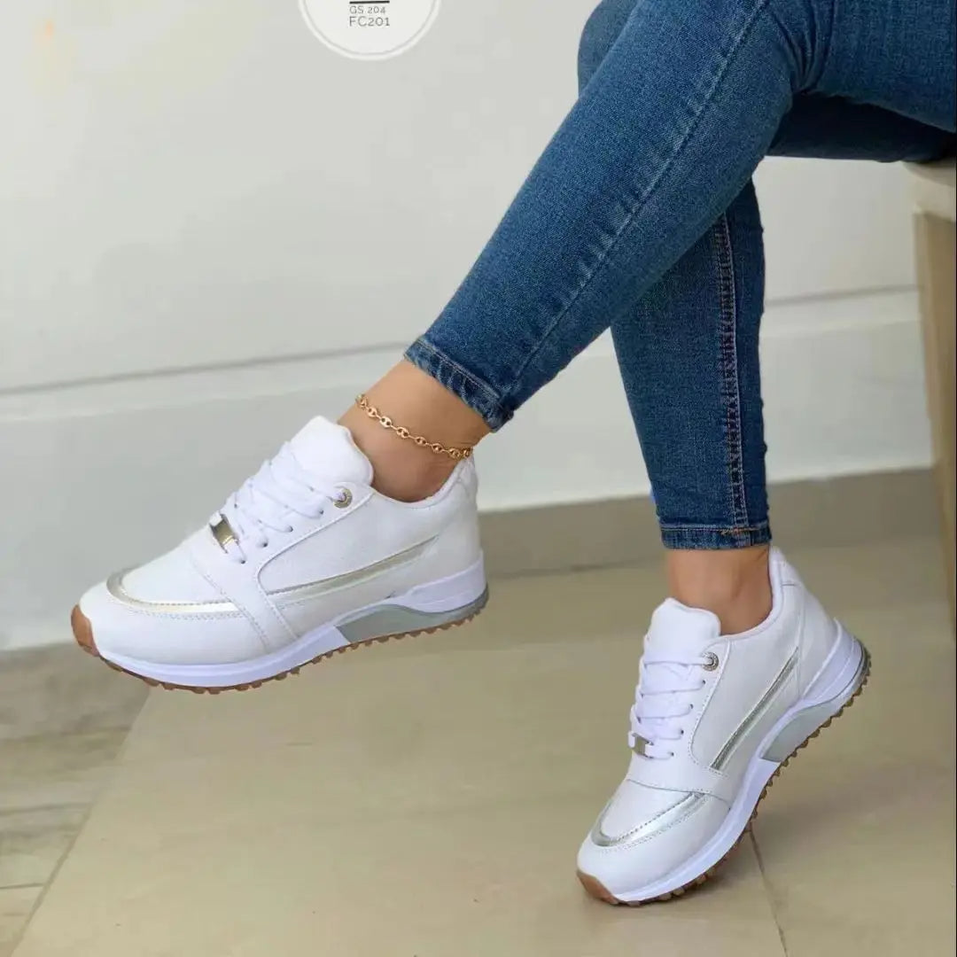 Women's Mesh Leather Patchwork Sneakers