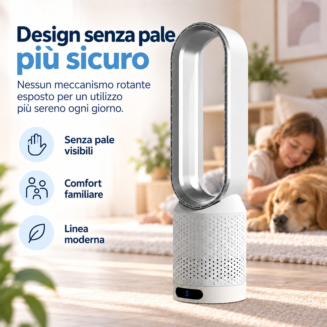 AirPure – Ultra-Quiet Bladeless Tower Fan (< 32 dB)