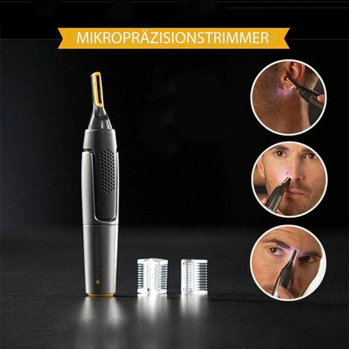 Professional Ultra-Thin Precision Trimmer | Titanium Stainless Steel Blades | Built-In LED Light | Micro-Oscillation Technology | For Nose, Ears and Contours