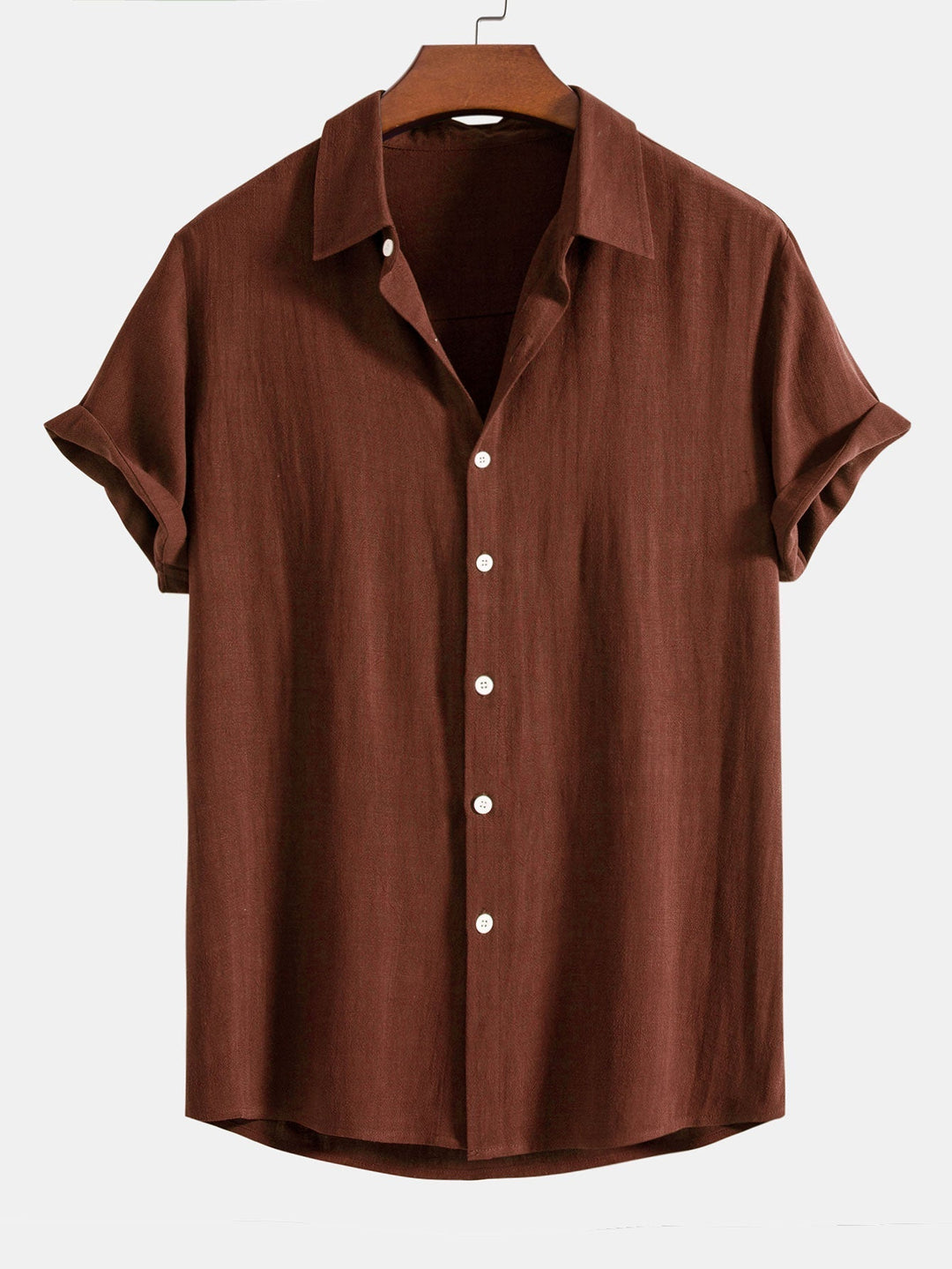 Men's linen-blend shirt with short sleeves, button placket and relaxed fit.