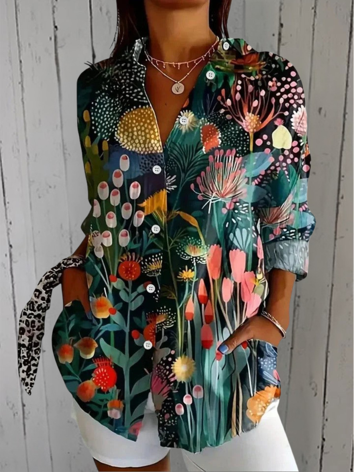 Anica Blouse with Artistic Print