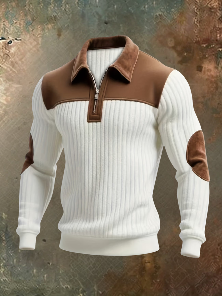 Luxurious Men's Jumper with Suede-Look Details
