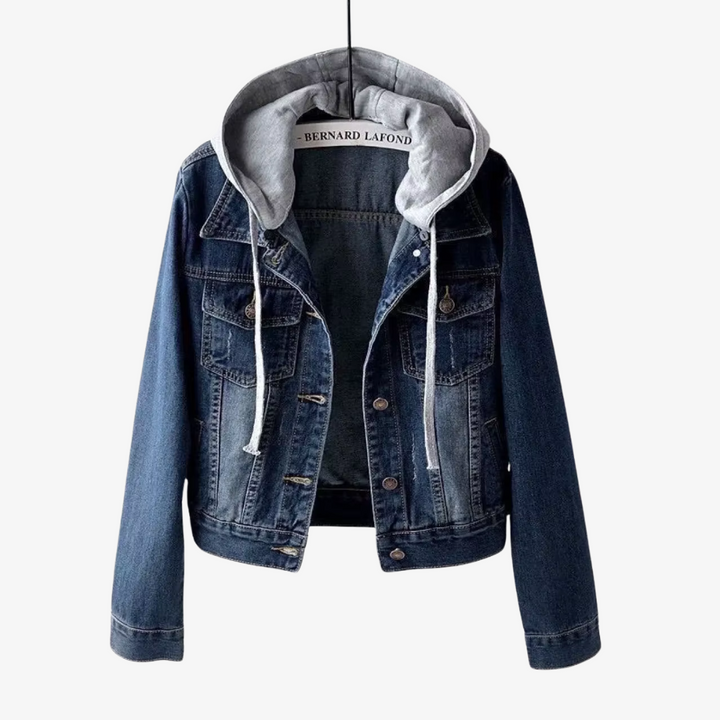 Stylish Cropped Denim Jacket with Hood for Women