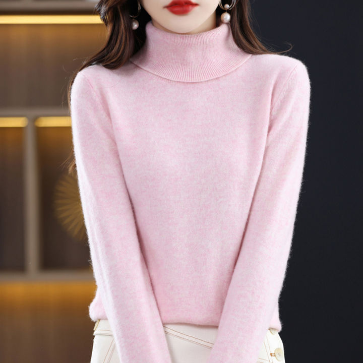 Women's 100% cashmere polo neck jumper – soft, regular fit