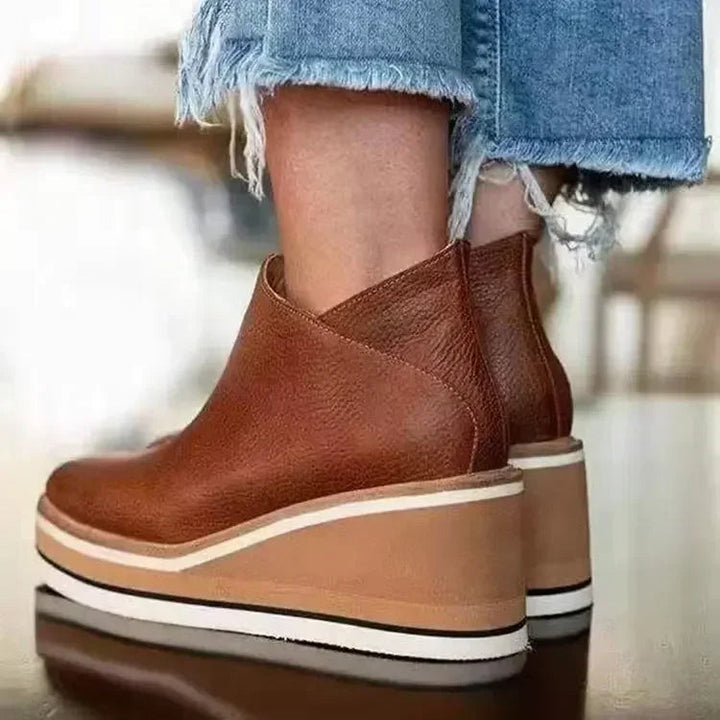 Women's Wedge Ankle Boots with Vintage Charm