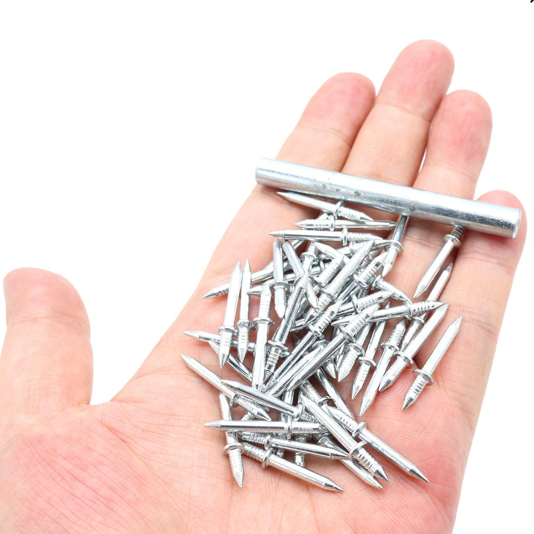 Double-Head Finishing Nails with Installation Tool - Drill-Free, Hidden-Head Installation