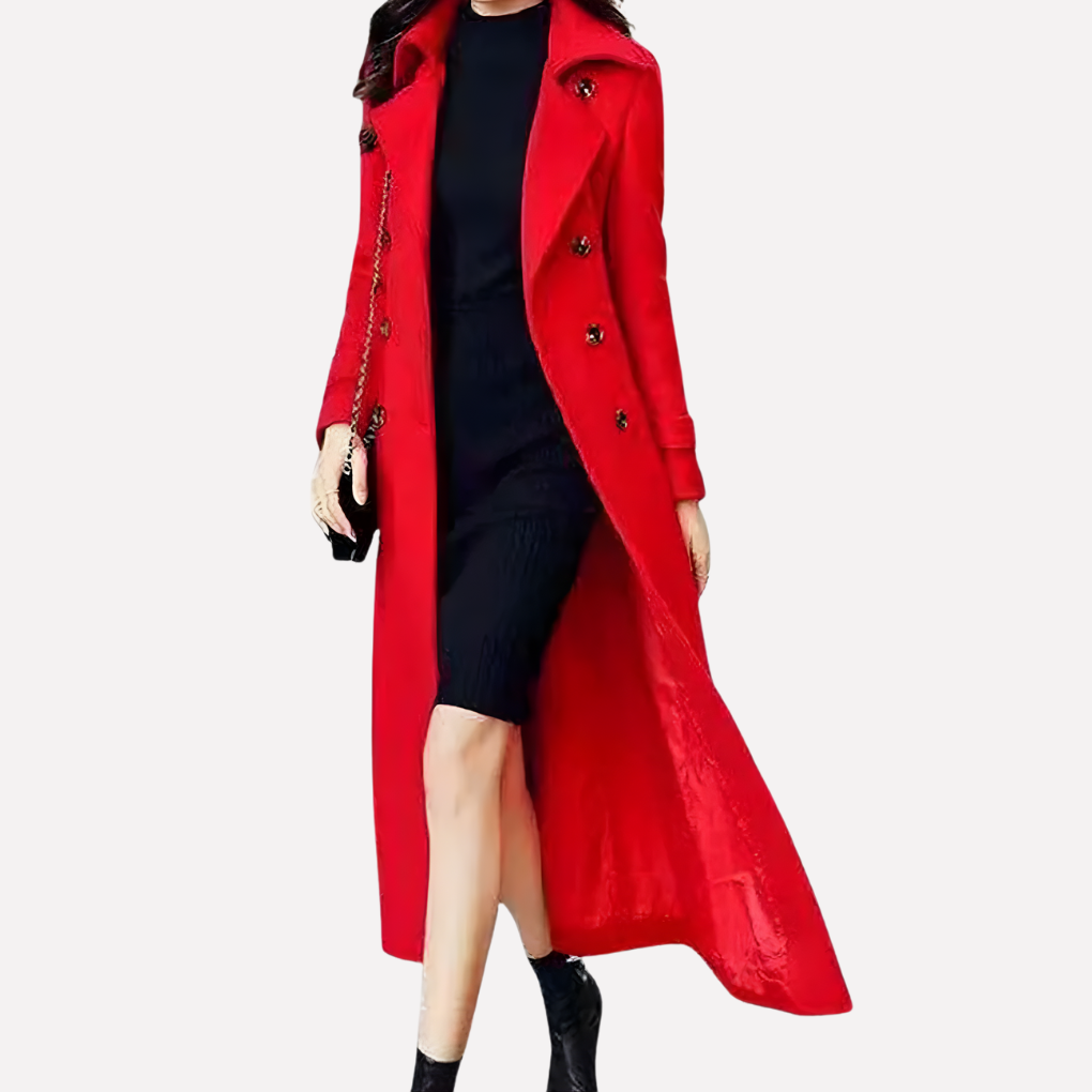 Women’s Long Shawl-Collar Coat with Waist Belt
