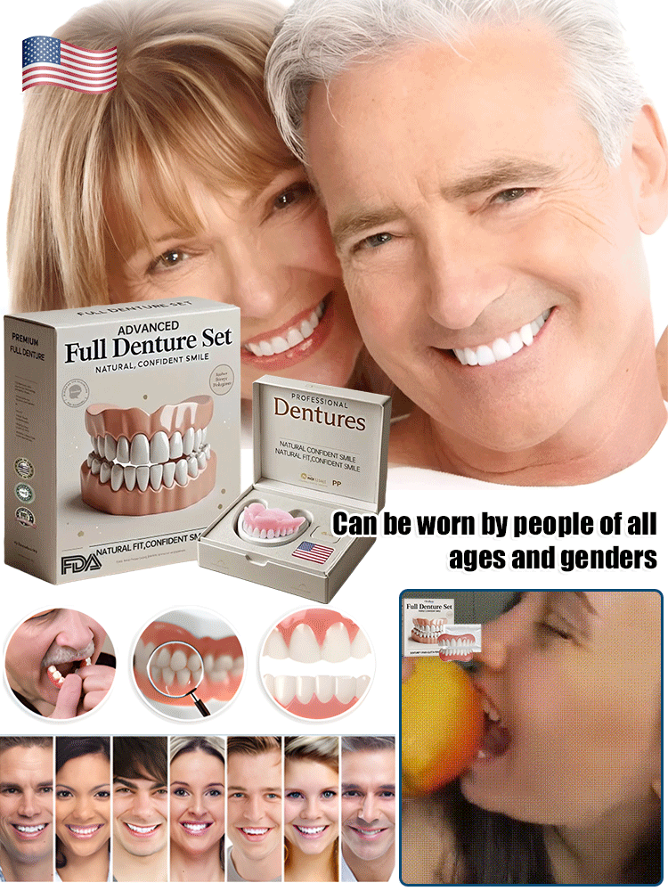Flexible denture set for upper and lower jaw – reusable & customisable