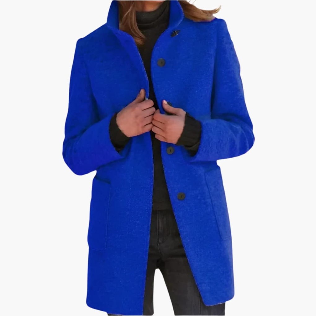 Women’s Coat with Stand Collar and Pockets