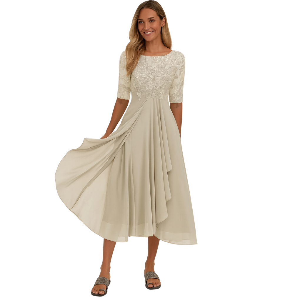Women’s Lace & Chiffon Midi Dress