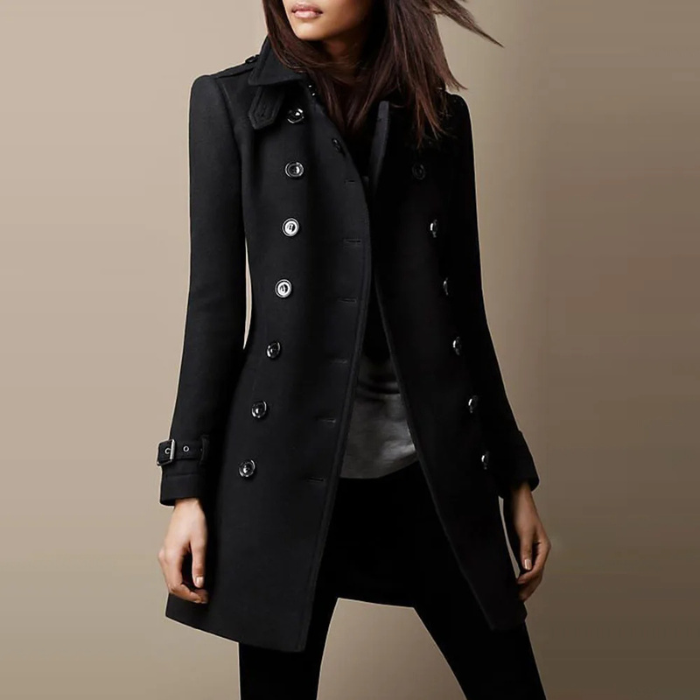 Elegant Double-Breasted Women's Trench Coat