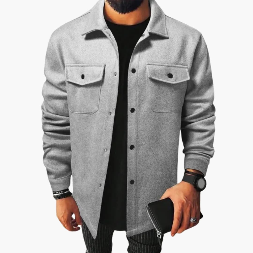 Men's Shirt Jacket with Button Placket