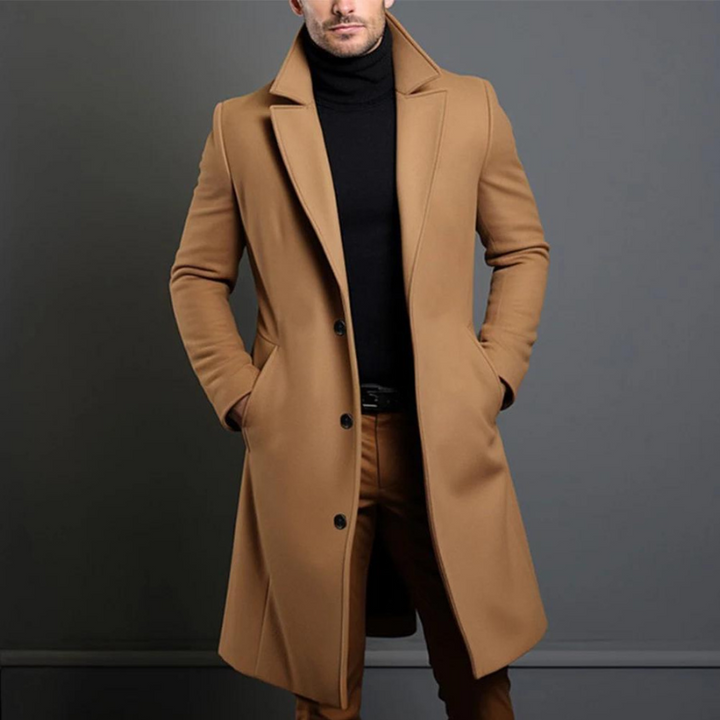 Men's wool overcoat – tailored long winter coat for work and city wear