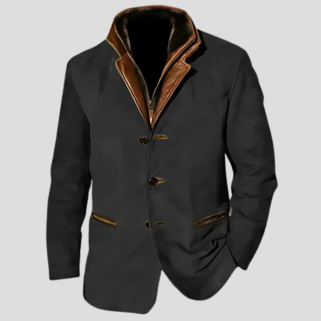 Men’s Retro Contrast Collar Jacket