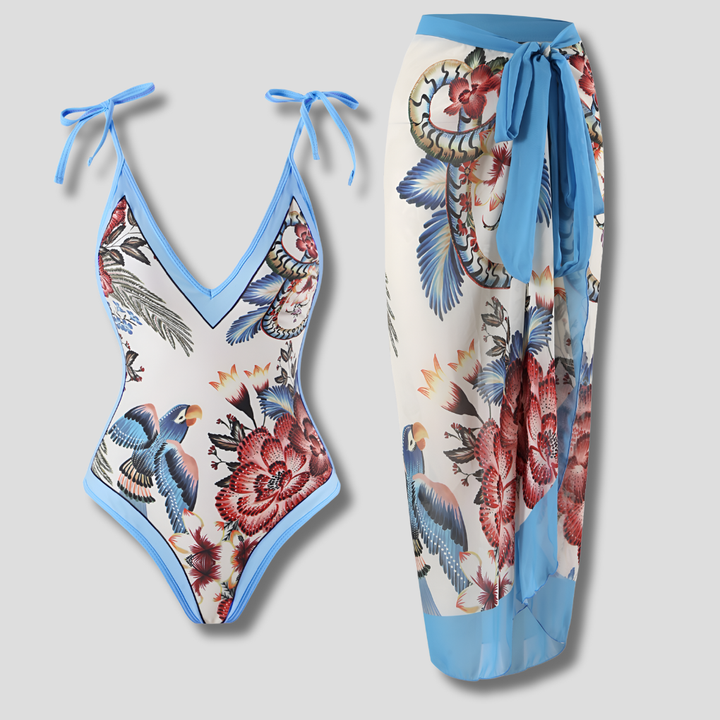 Vintage One-Piece Swimsuit with Ruffles