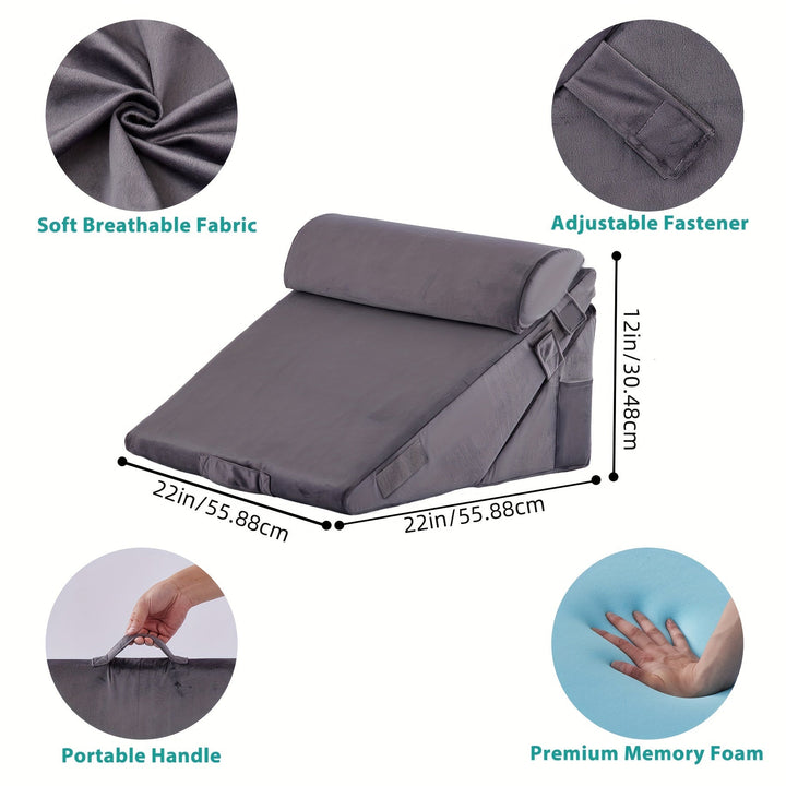 RelaxPlus Adjustable Orthopaedic Wedge Pillow - Premium 7-in-1 Memory Foam Support System