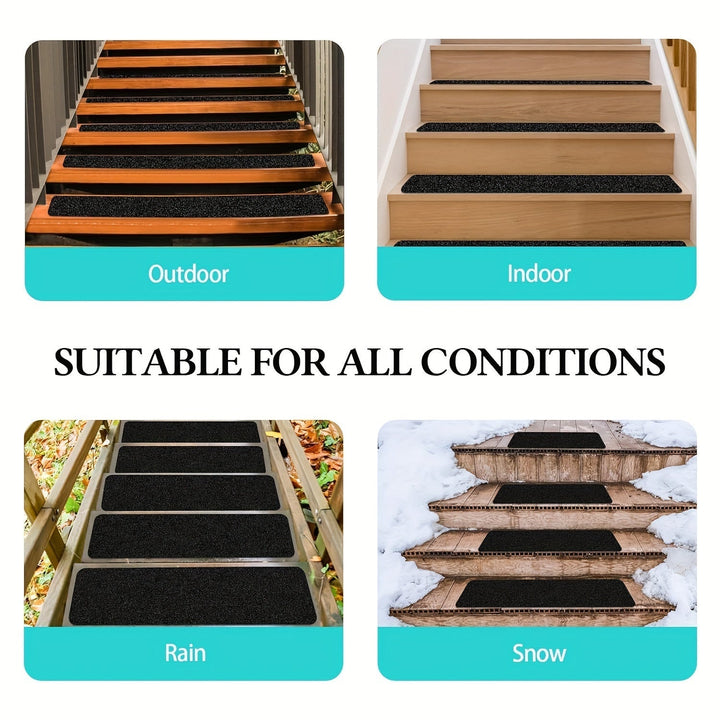 Anti-Slip Stair Treads 10-pc – 6"x24", 80-Grit, Weather-Resistant