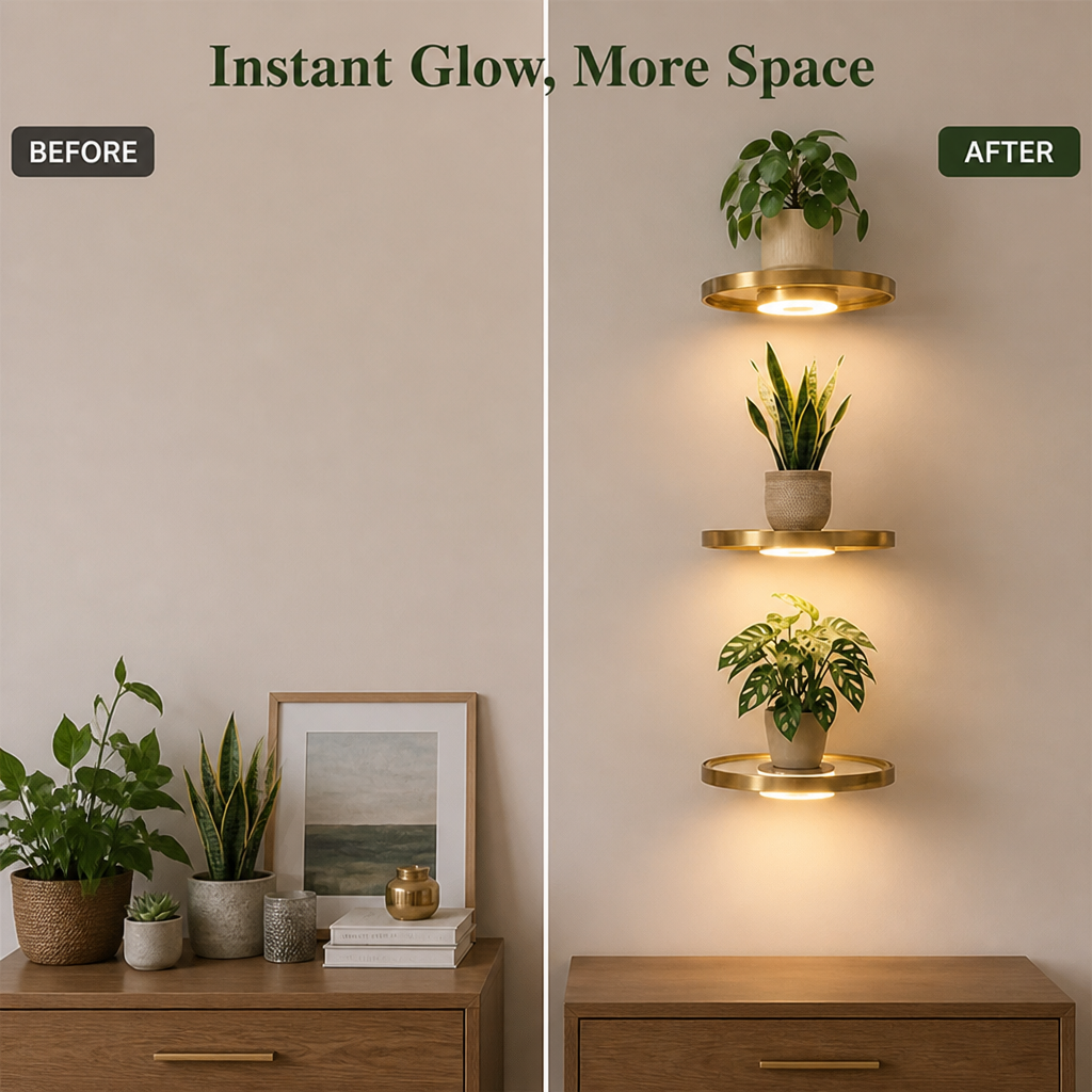 Glow Wall Shelf – Floating LED Display for a Cosy, Tidy Look