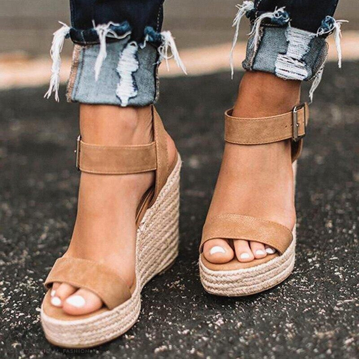 Women's Casual T Strap Wedge Sandals