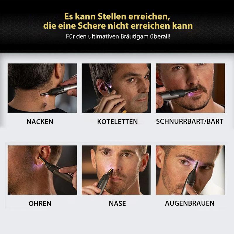 Professional Ultra-Thin Precision Trimmer | Titanium Stainless Steel Blades | Built-In LED Light | Micro-Oscillation Technology | For Nose, Ears and Contours