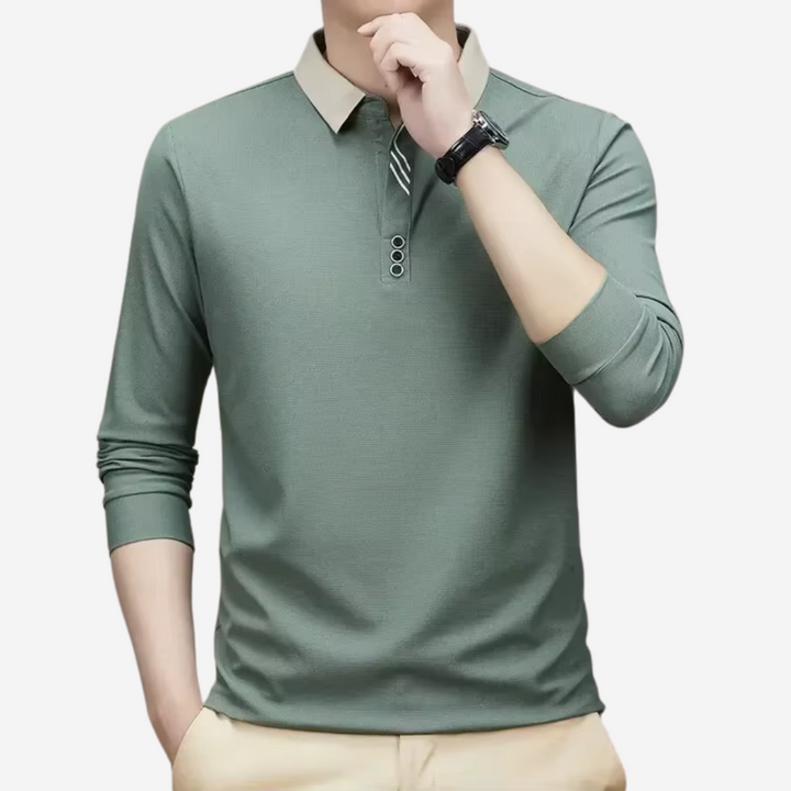 Casual Long-Sleeve Polo for Men